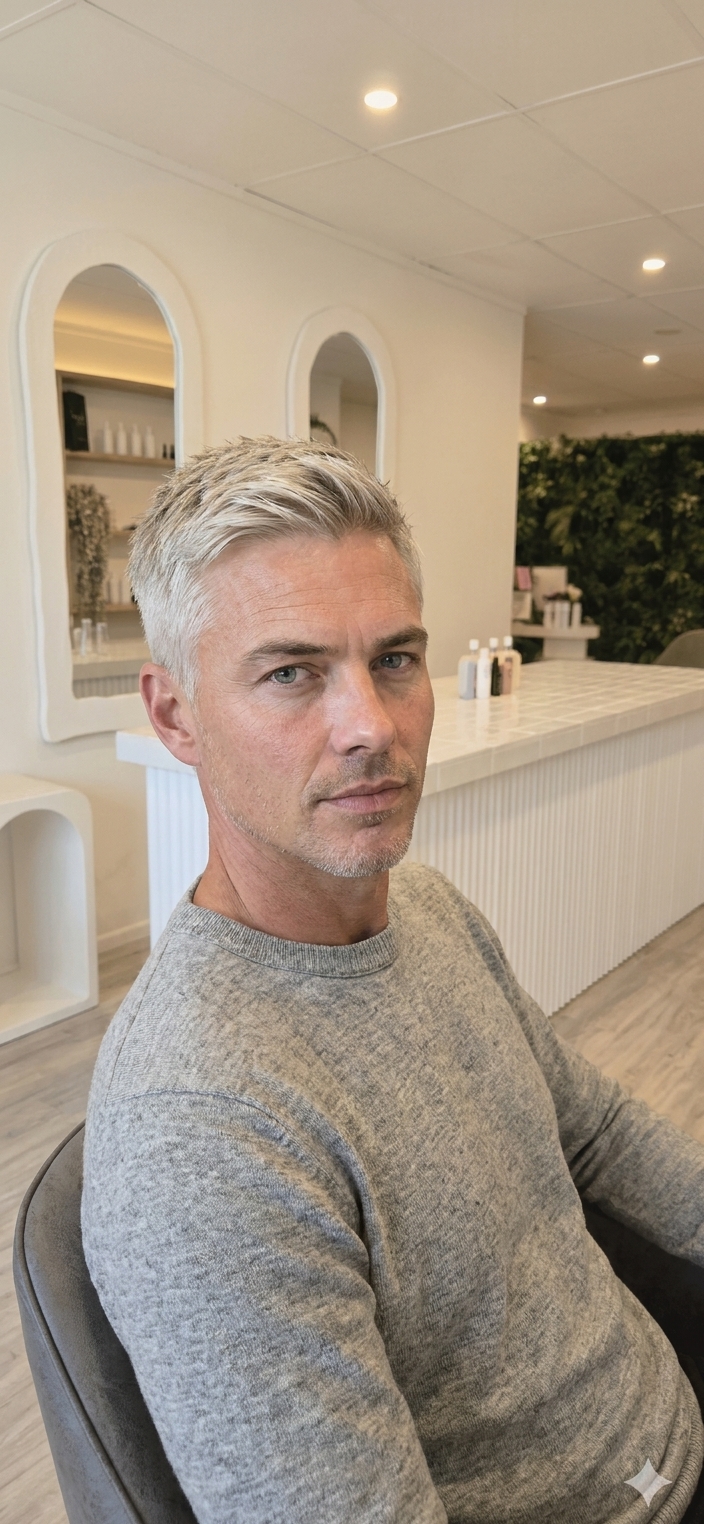 Salt-and-pepper textured crop, refined finish